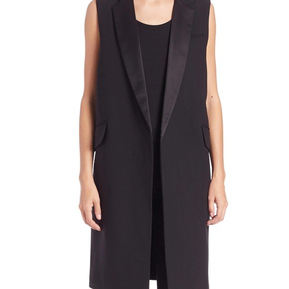 Lafayette 148 New York ! wool, Silk-Lapel Tuxedo Vest - Picture 12 of 15
